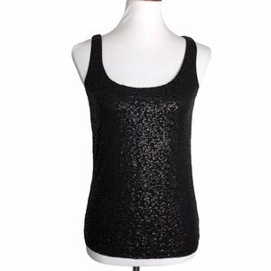 TALBOTS Sequined Tank Top Black Sz. XS NWT